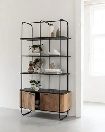 Librería Madera Teca Metal, 110 Cm