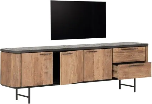 Mueble TV 3 Puertas 2 Cajones Madera Teca Reciclada, 190 Cm