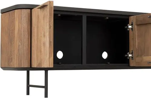 Mueble TV 3 Puertas 2 Cajones Madera Teca Reciclada, 190 Cm