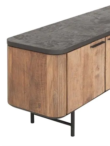 Mueble TV 3 Puertas 2 Cajones Madera Teca Reciclada, 190 Cm