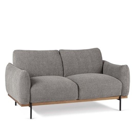 Sofá Lyon 2 Plazas Gris Madera Mindi Salón, 168 Cm