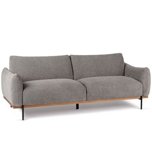 Sofá Lyon 3 Plazas Gris Madera Mindi Salón, 225 Cm