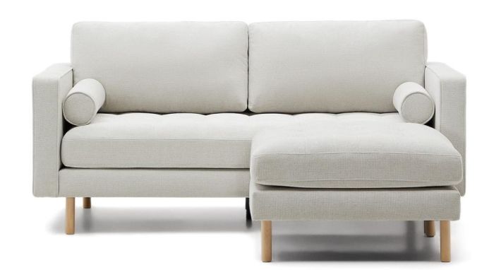 Sofá Debra 2 Plazas Reposapies Chenilla Acabado Perla Madera Haya, 182 Cm