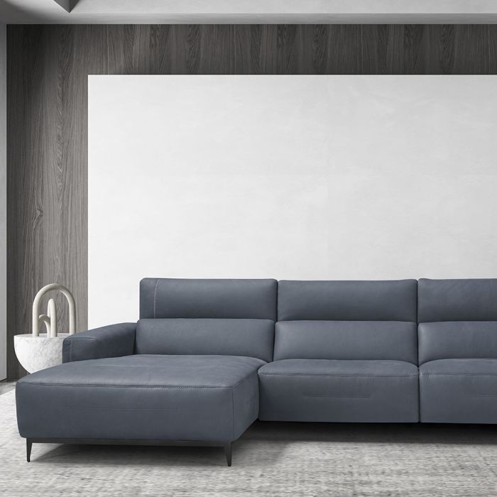 Sofá Modular Chaise Longue Piel Azul, 300 Cm