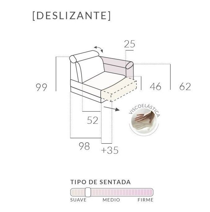 Sofá Chaise Longue con Arcón y Asientos Deslizantes Tapizado Rosa Madera 