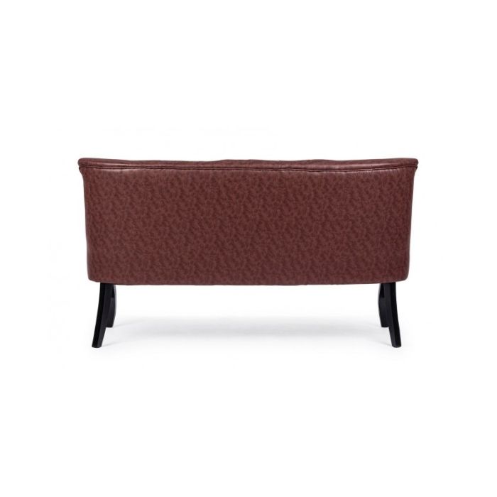 Sofá Símil Piel Color Café Estampado Madera Abeto, 136 Cm