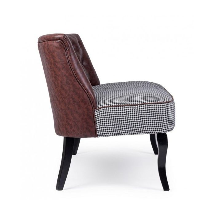 Sofá Símil Piel Color Café Estampado Madera Abeto, 136 Cm