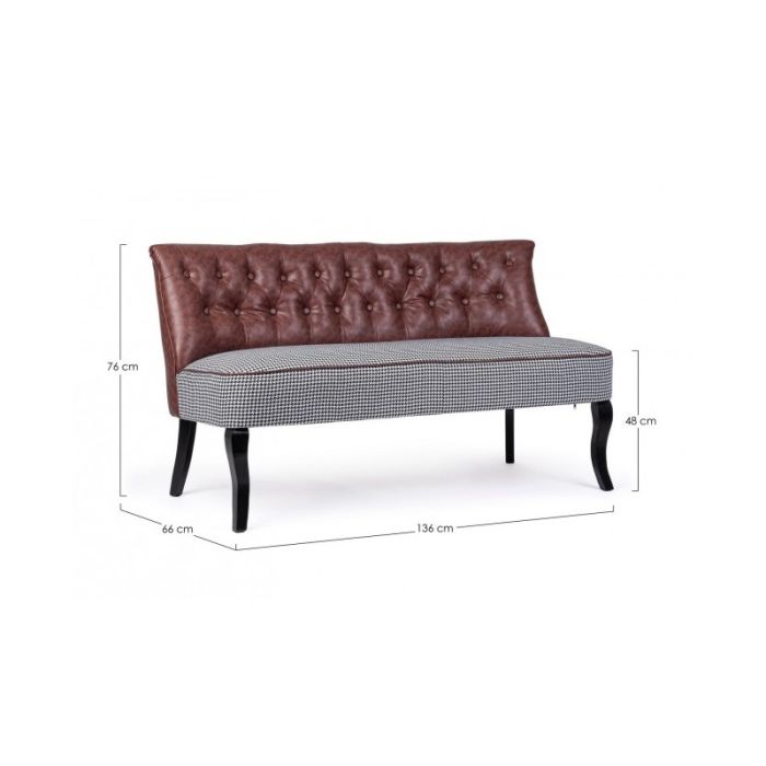 Sofá Símil Piel Color Café Estampado Madera Abeto, 136 Cm