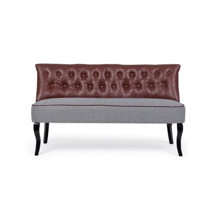 Sofá Batilda Símil Piel Color Café Estampado Madera Abeto, 136 Cm