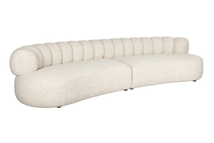 Sofá de 4,5 plazas en madera de eucalipto tapizado beige 310 cm