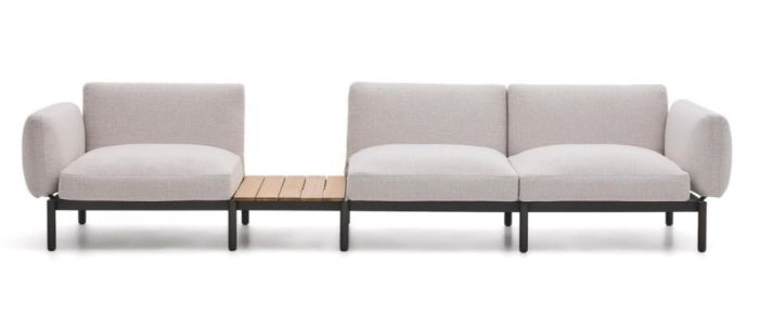Sofá Modular Exterior Sorells Beige con Mesa Teca