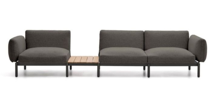 Sofá Modular Exterior Sorells Gris con Mesa Teca