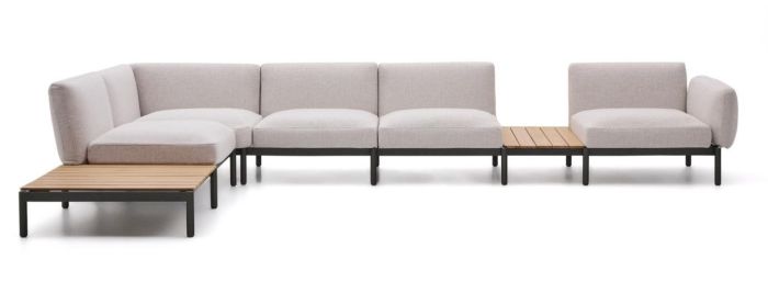 Sofá Modular Rinconero Sorells 5 Plazas Beige con Mesas