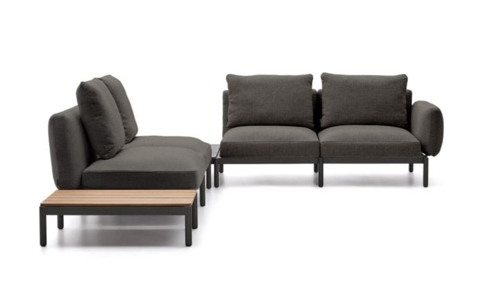 Sofá Modular Rinconero Sorells Gris con Mesas
