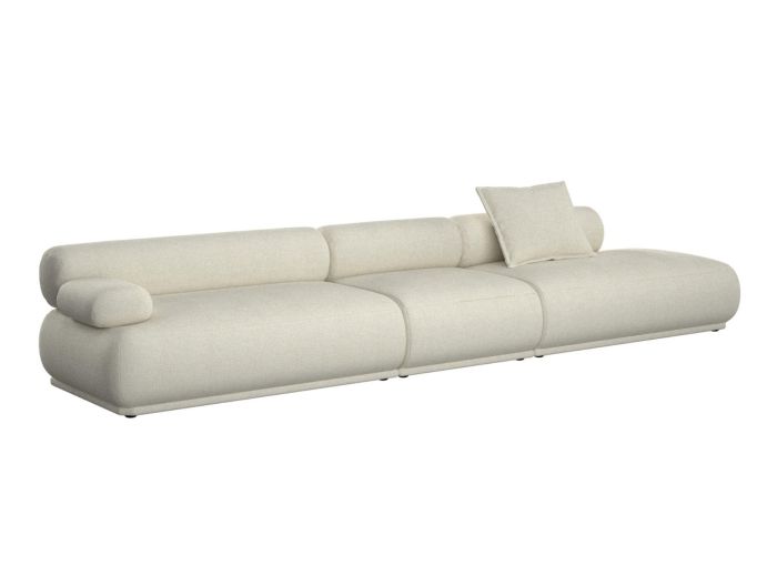 Sofá lado izquierdo en madera tapizada beige con 4,5 plazas 455 cm