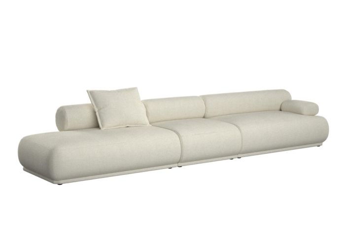 Sofá modular derecho en madera tapizada beige con 4,5 plazas 455 cm