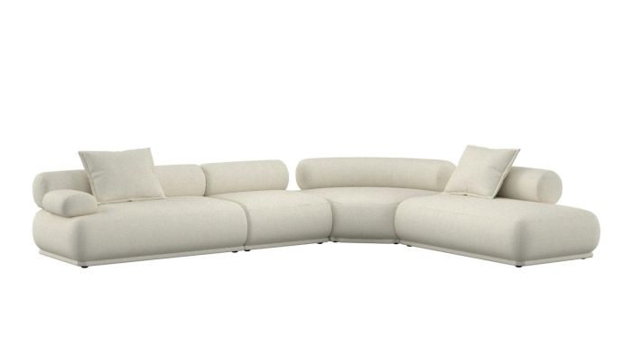 Sofá modular izquierdo en madera tapizada beige con 7,5 plazas 594 cm