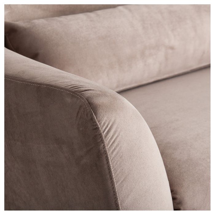 Sofá Tapizado Terciopelo Beige Madera Pino, 192 Cm
