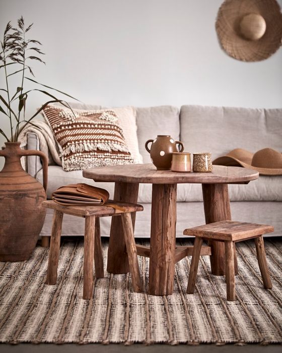 Mesa Centro Madera Recuperada Natural, Ø77 Cm