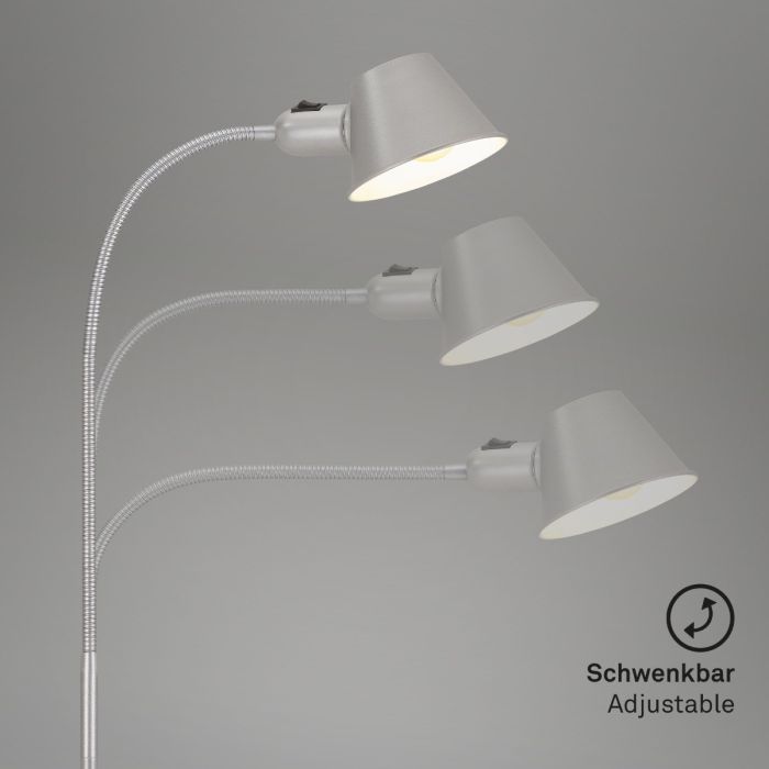 Lámpara De Pie Flexible Metal Cromo Mate, 152 Cm