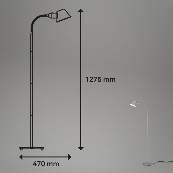 Lámpara De Pie Flexible Metal Cromo Mate, 152 Cm