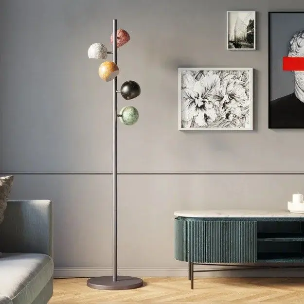 Mueble TV Madera Mango Mármol Gris/Blanco