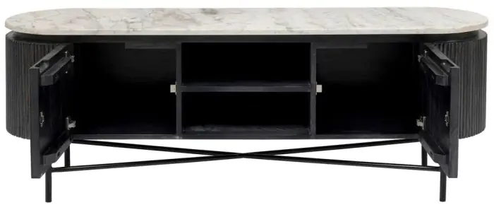 Mueble TV Estilo Art Decó Blanco Mármol, 150 Cm