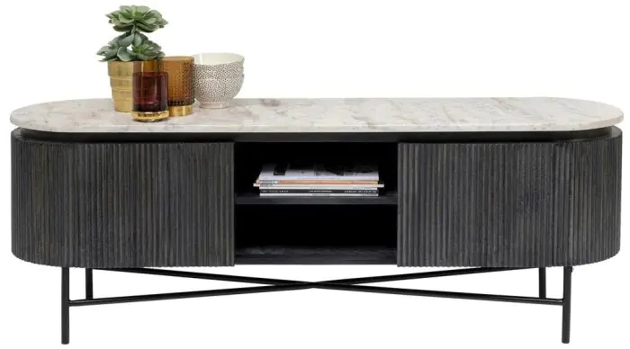Mueble TV Estilo Art Decó Gris Madera Mango, 150 Cm