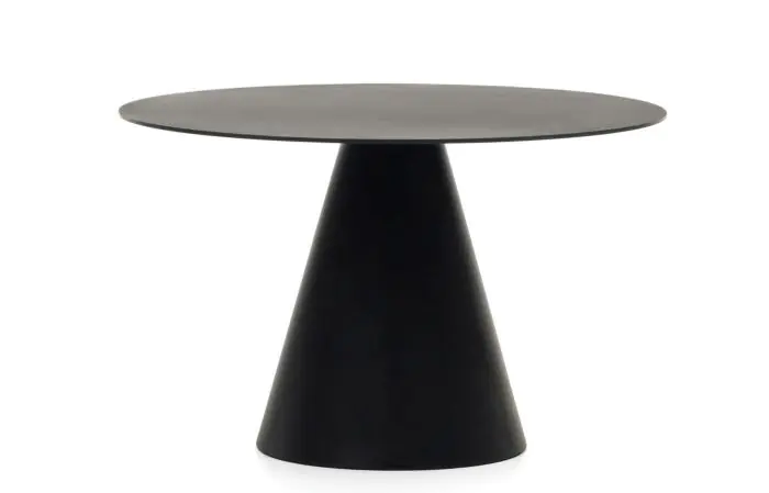 Mesa Wilshire Estilo Moderno Cristal Templado Acero Acabado Pintado Negro, 120 Cm