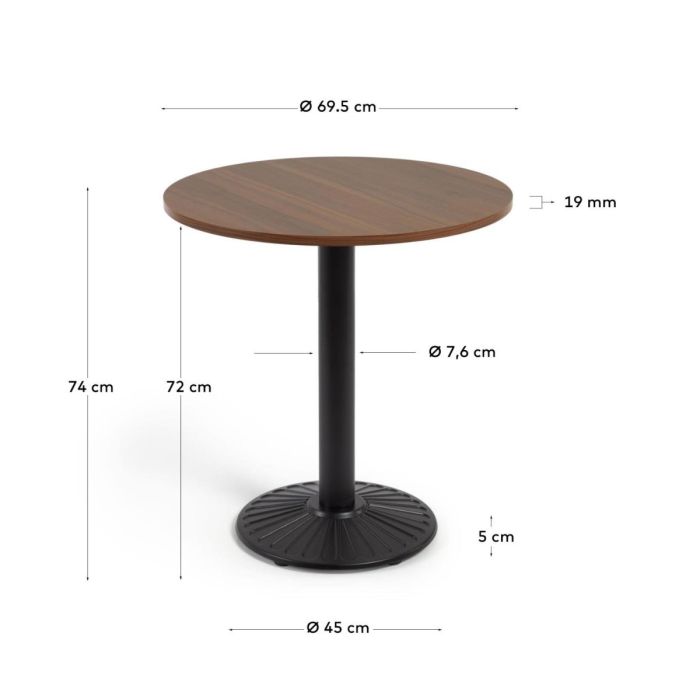 Mesa Bar Tiaret Nogal/Negro, 74 Cm