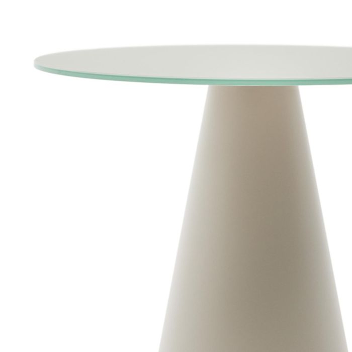 Mesa Auxiliar Cristal Templado Glaseado Acero Gris Mate, Ø50 Cm