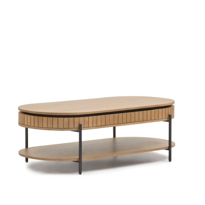 Mesa Centro Madera Mango Hierro Negro, 130 Cm