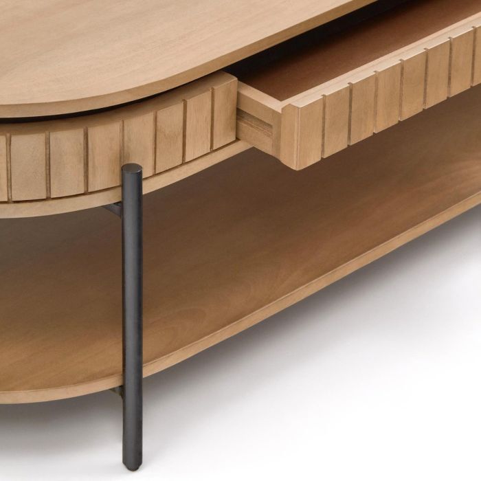 Mesa Centro Madera Mango Hierro Negro, 130 Cm