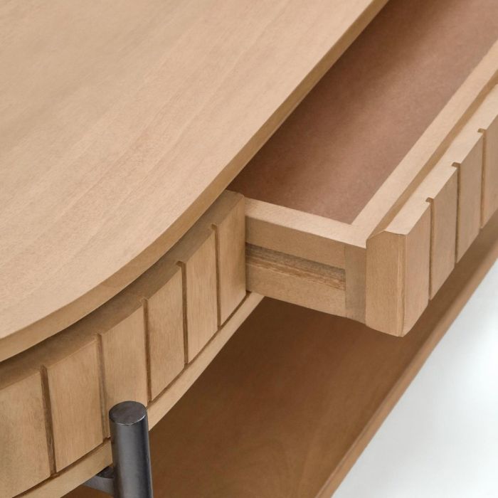 Mesa Centro Madera Mango Hierro Negro, 130 Cm