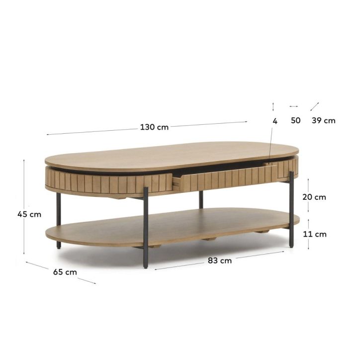 Mesa Centro Madera Mango Hierro Negro, 130 Cm