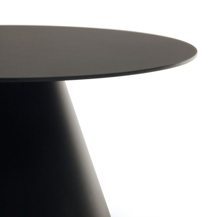 Mesa de Centro Cristal Templado Acero Acabado Pintado Negro, 80 Cm