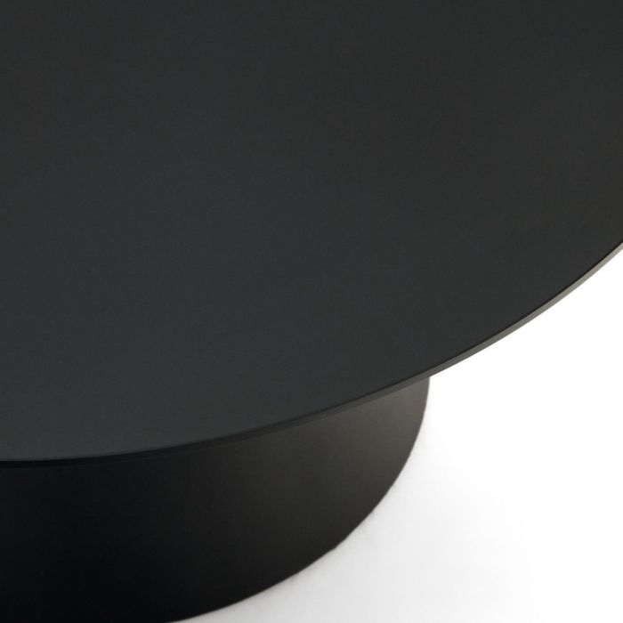Mesa de Centro Cristal Templado Acero Acabado Pintado Negro, 80 Cm