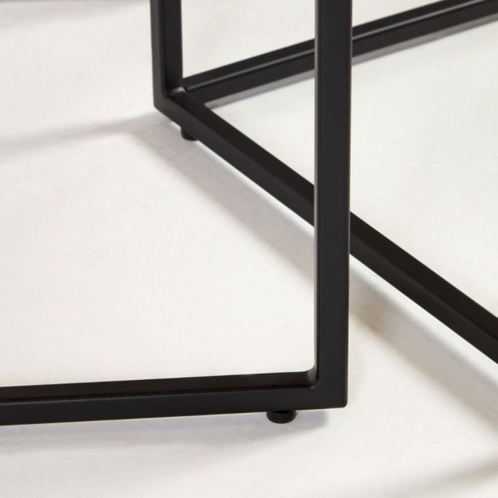 Set Mesas Nido Chapa Madera Hierro Negro, 45 Cm