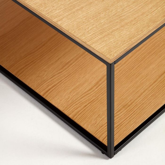 Mesa Centro Chapa Roble Metal Pintado Negro, 80 Cm