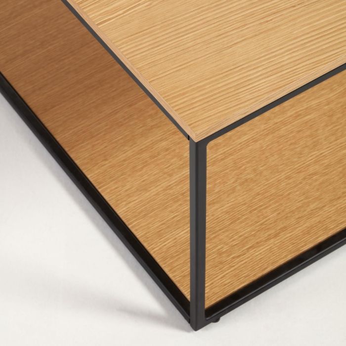 Mesa Centro Chapa Roble Metal Pintado Negro, 110 Cm