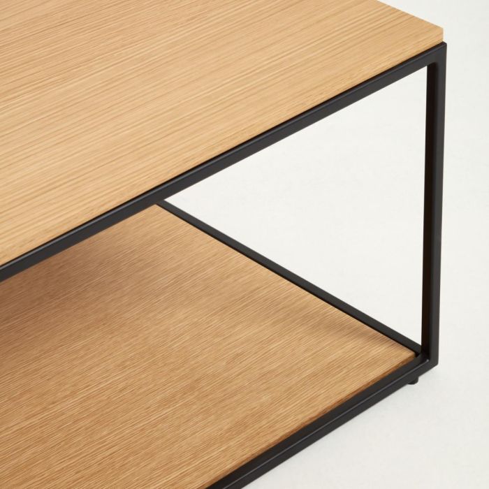 Mesa Centro Chapa Roble Metal Pintado Negro, 110 Cm
