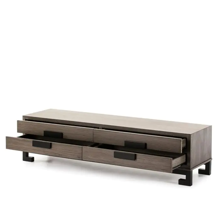 Mueble TV Mid Century Gris / Negro, 161 CM