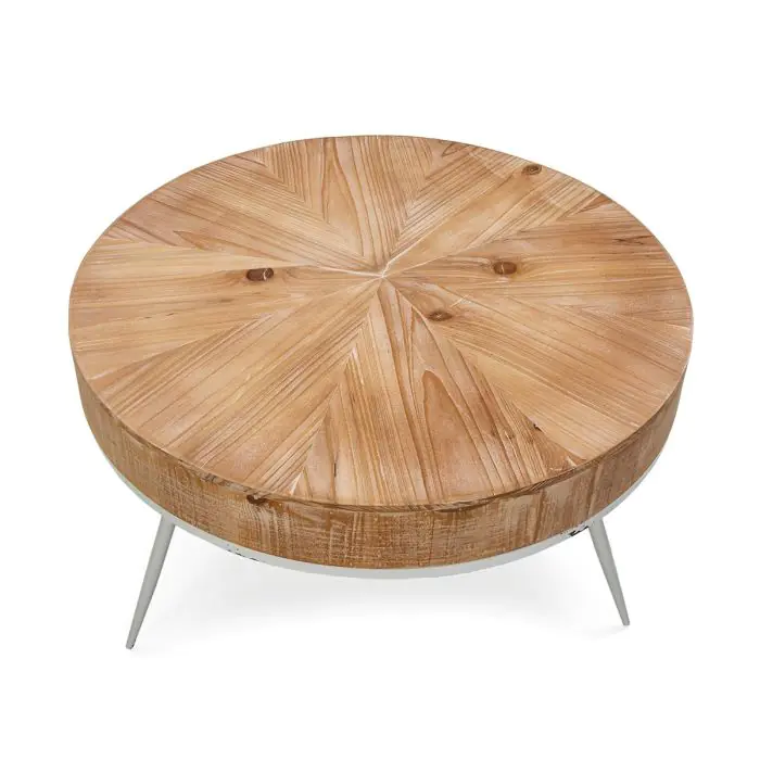 Mesa Centro Madera Metal Blanco/Decapado, 80 Cm