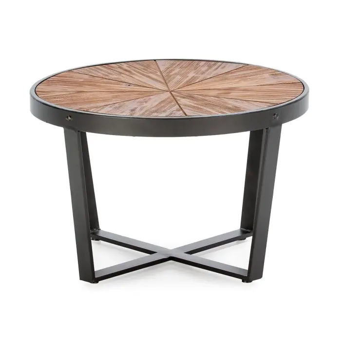 Mesa Auxiliar Madera Marrón Hierro Negro