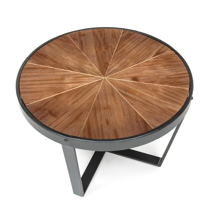 Mesa Auxiliar Madera Marrón Hierro Negro