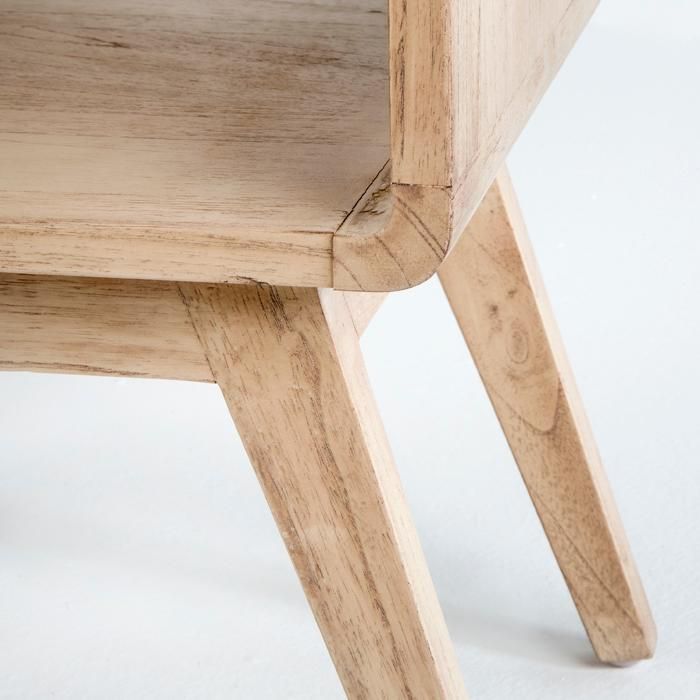 Mesita De Noche Vintage Madera Natural Velado