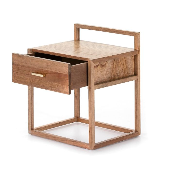 Mesita De Noche Madera Natural 50 Cm