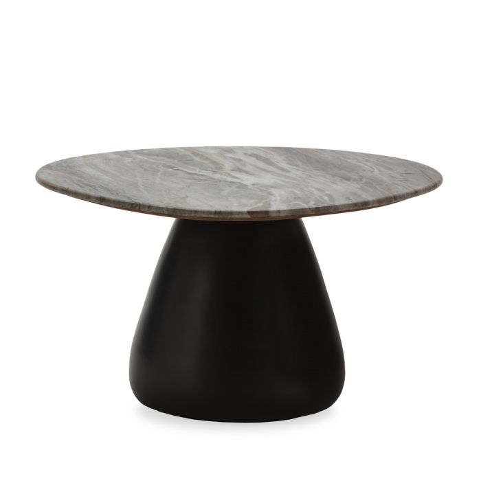 Mesa de Centro Mármol/Madera de Mango, Gris/Negro, 76,2 Cm.