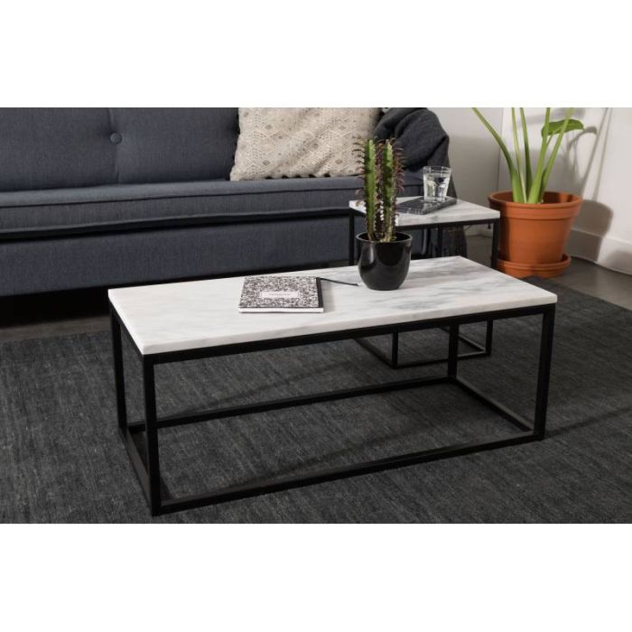 Mesa Centro Mármol Macizo Metal, 90 Cm
