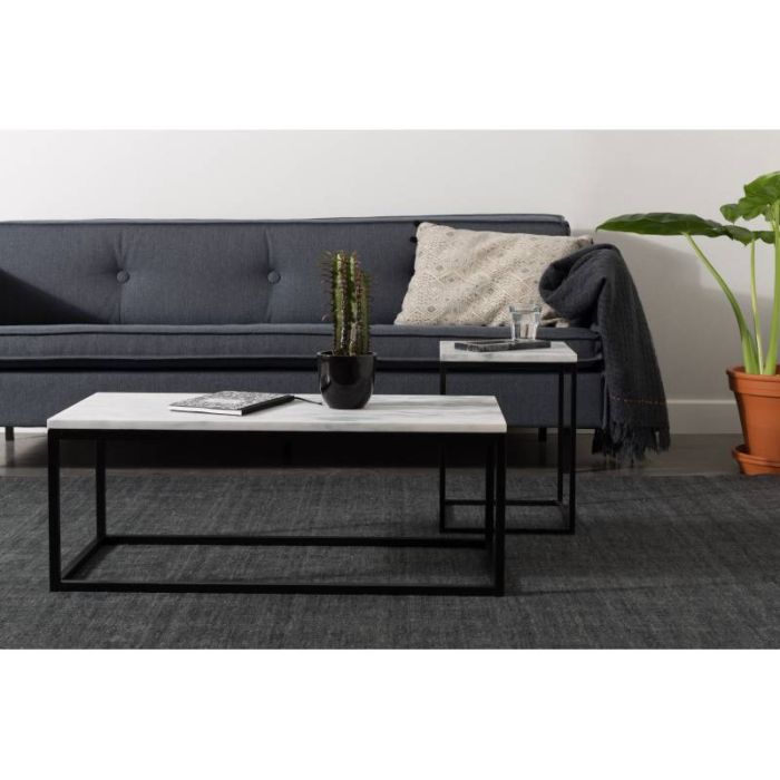 Mesa Centro Mármol Macizo Metal, 90 Cm